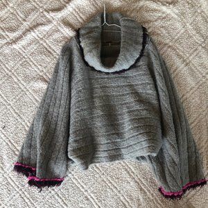 FREE PEOPLE Gray Poncho Sweater - Boho - ONE SIZE